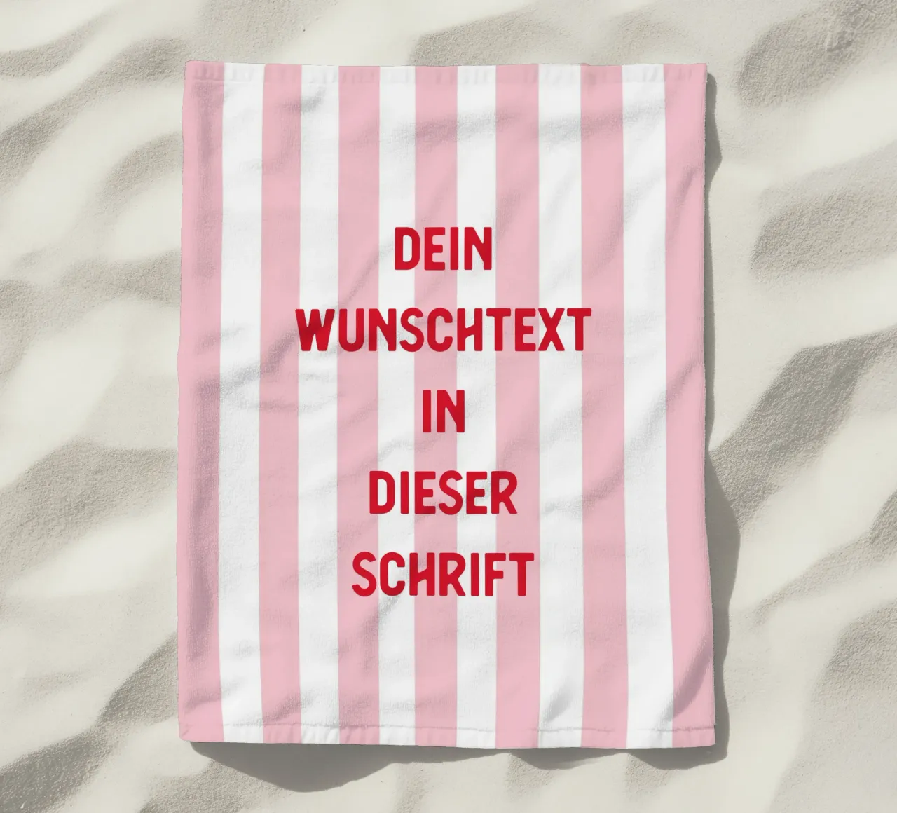 Wunschtext auf rosa Streifen telo mare da WORTSPIEL