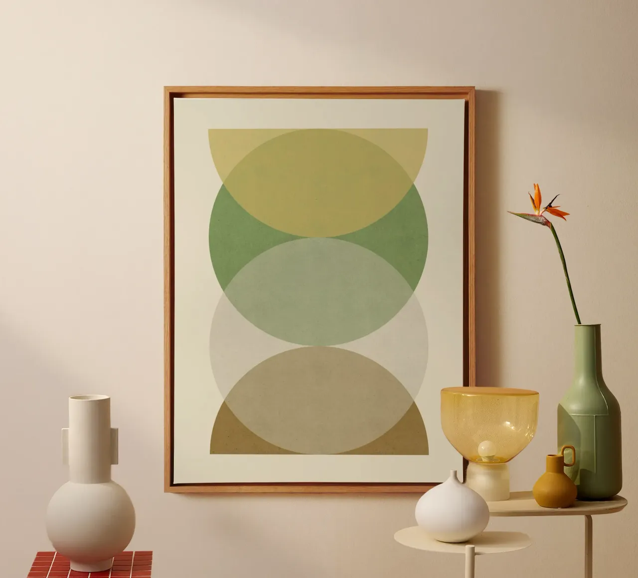 Cirkel Halve cirkel - Aarde canvas met Baklijst van MoonlightPrint