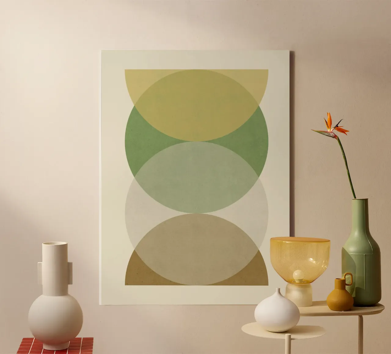 Cirkel Halve cirkel - Aarde canvas met Baklijst van MoonlightPrint