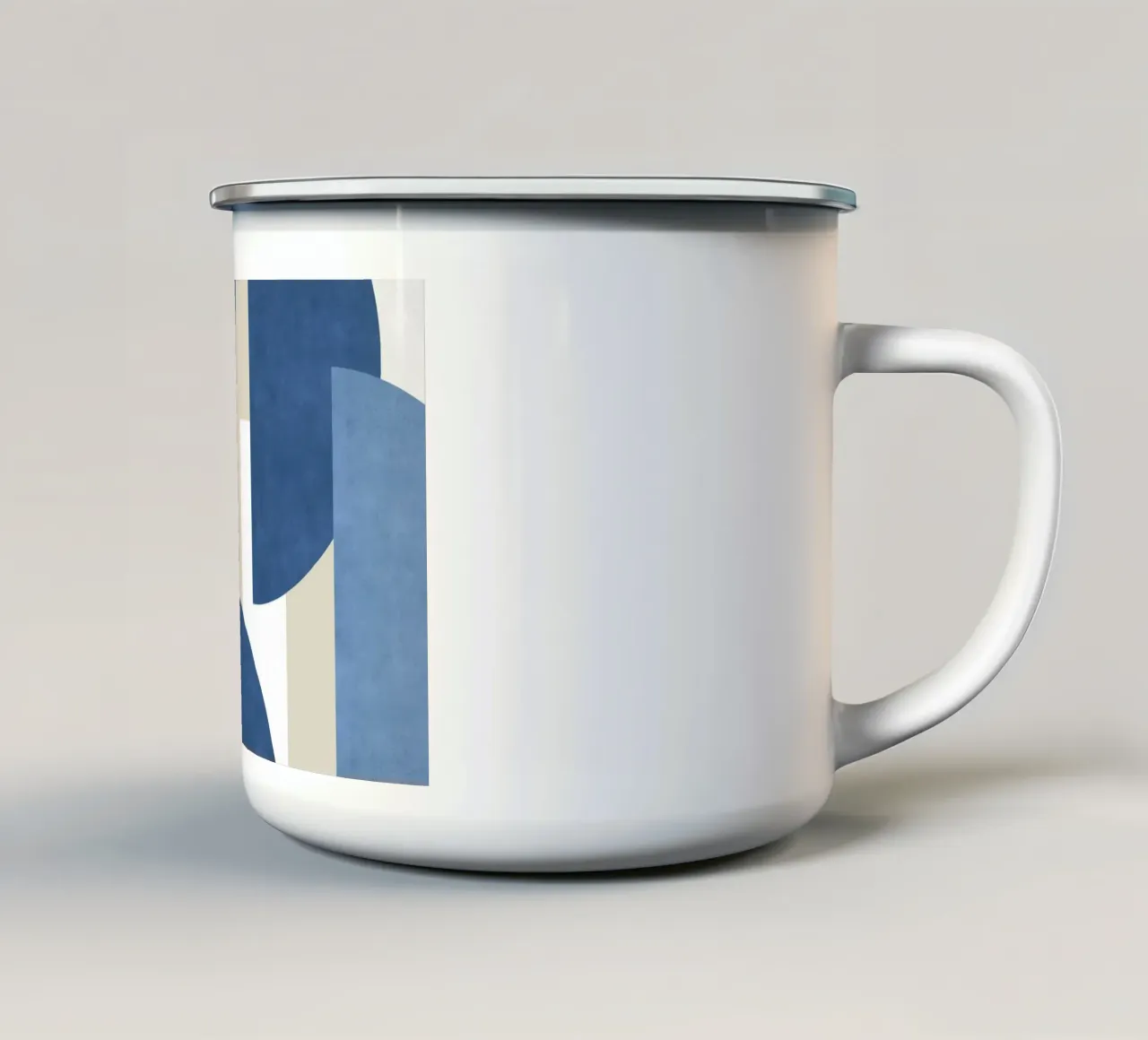 Half-moon Colorblock Composition - Blue enamel mug by MoonlightPrint