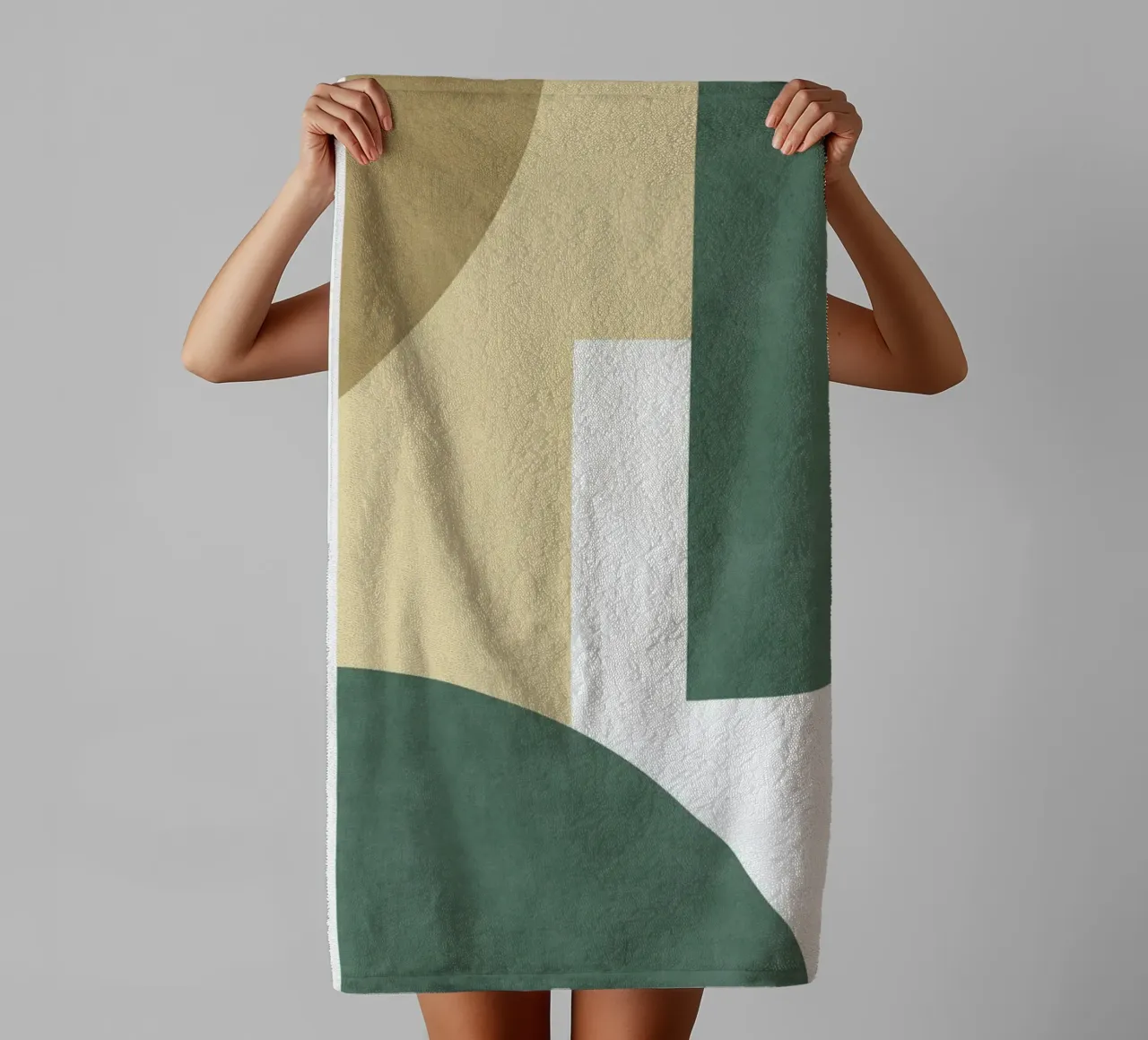 Composizione colorblock a mezza luna - Verde Beige asciugamano da bagno da MoonlightPrint