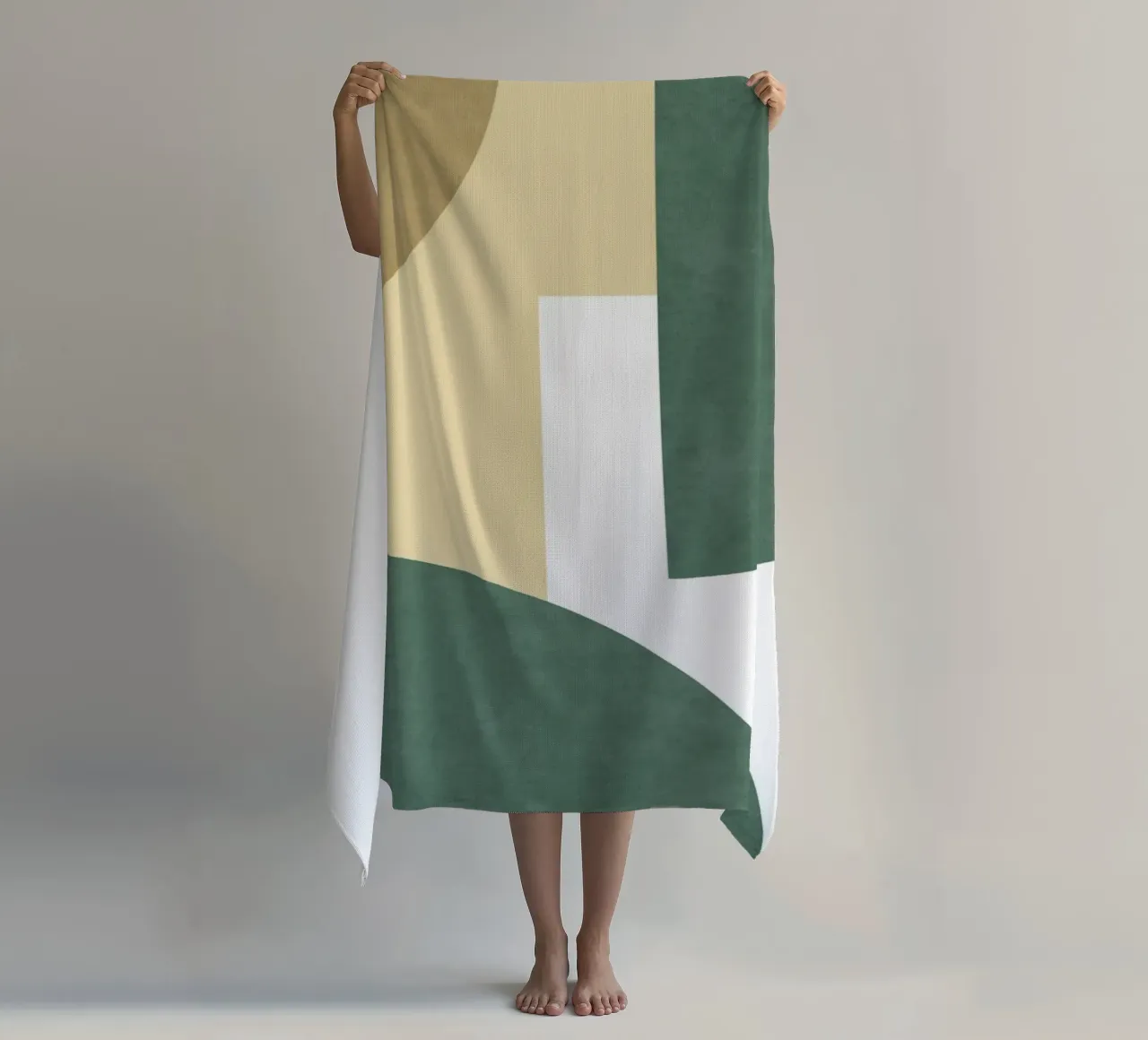 Composizione colorblock a mezza luna - Verde Beige telo mare da MoonlightPrint