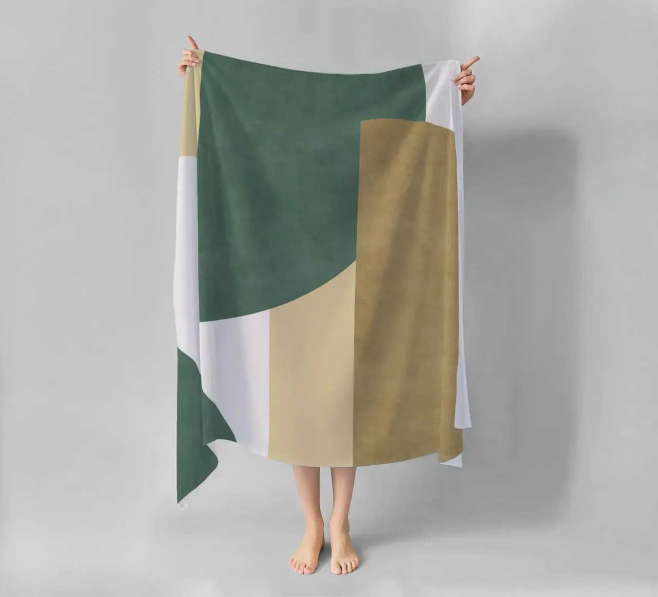 Composizione colorblock a mezza luna - Verde Beige telo mare da MoonlightPrint