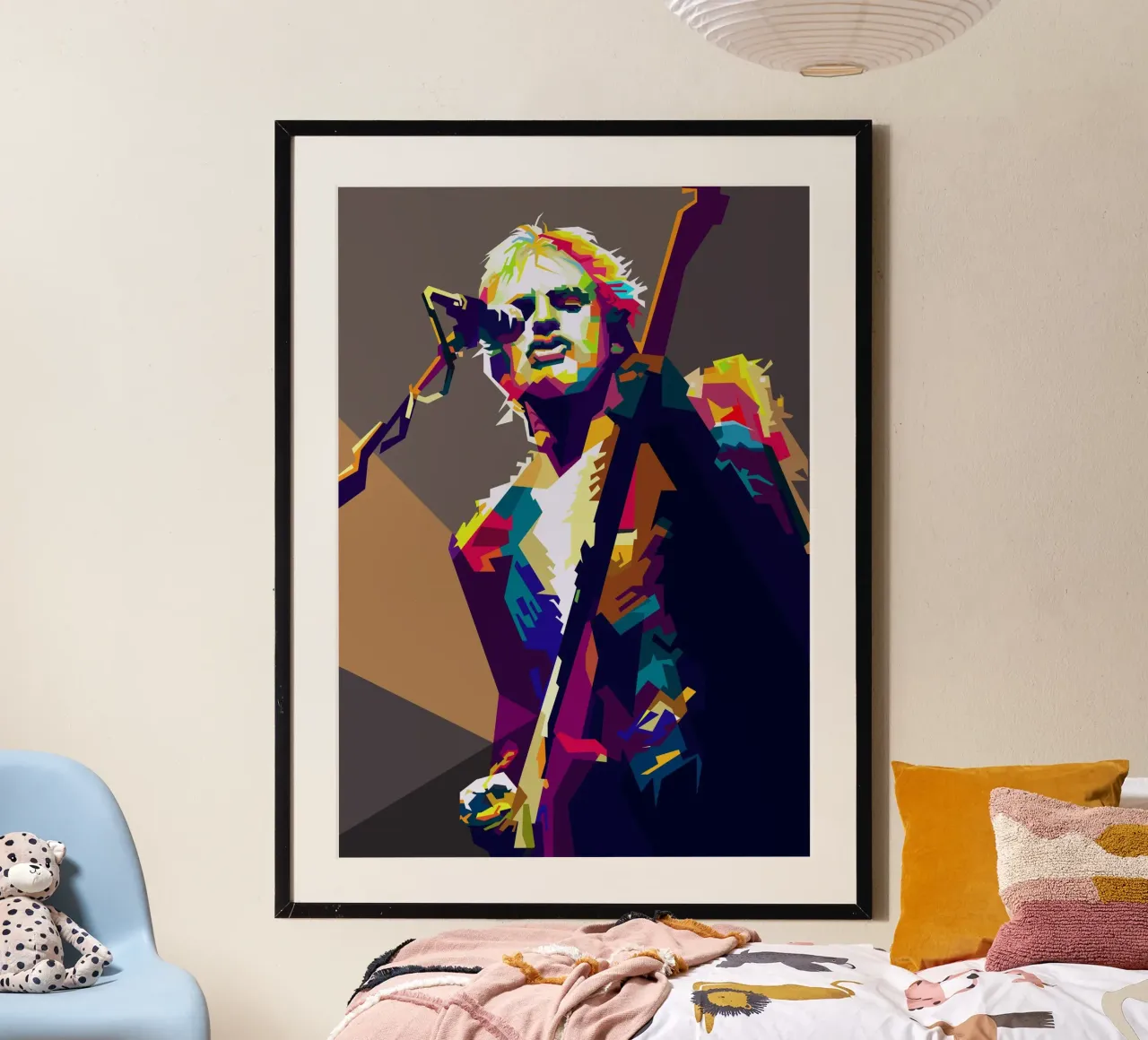 Sting il musicista dei Police WPAP Trending Now poster con telaio in legno da Artkreator