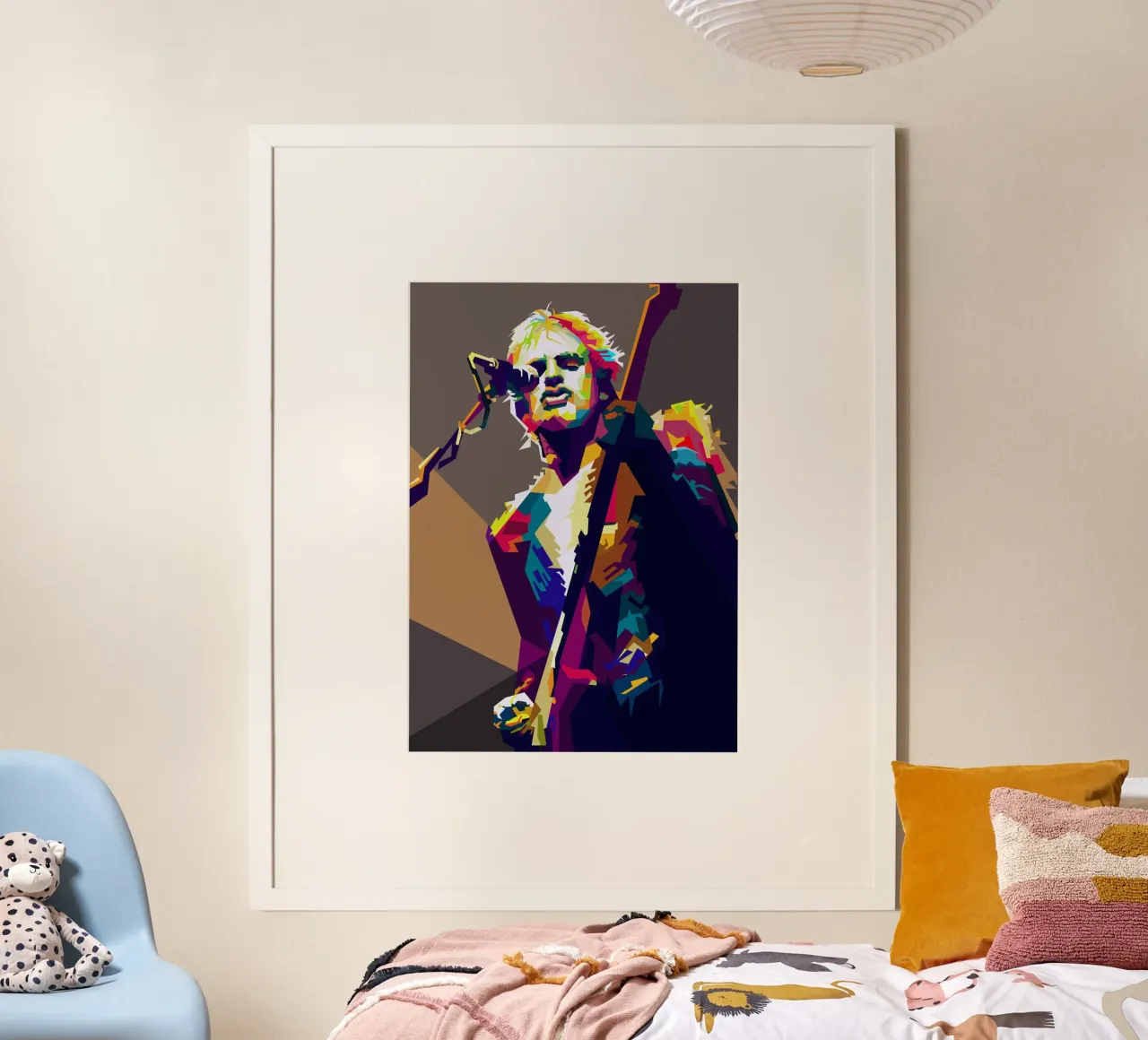 Sting il musicista dei Police WPAP Trending Now poster con telaio in legno da Artkreator