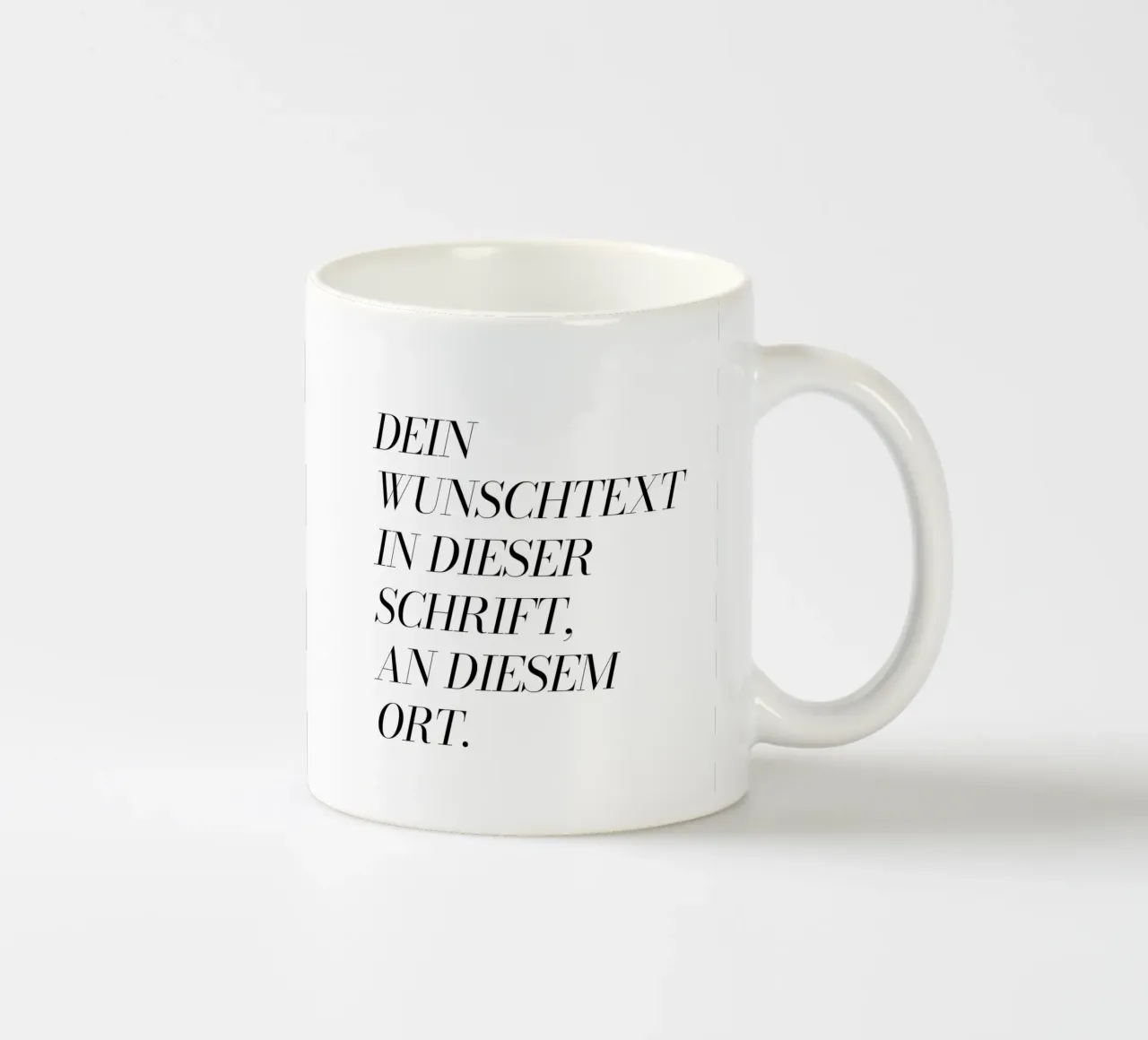 Wunschtext in schwarz weiß Keramik Tasse von WORTSPIEL