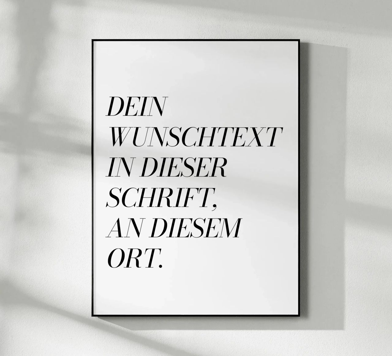 Wunschtext in schwarz weiß plexiglass da WORTSPIEL