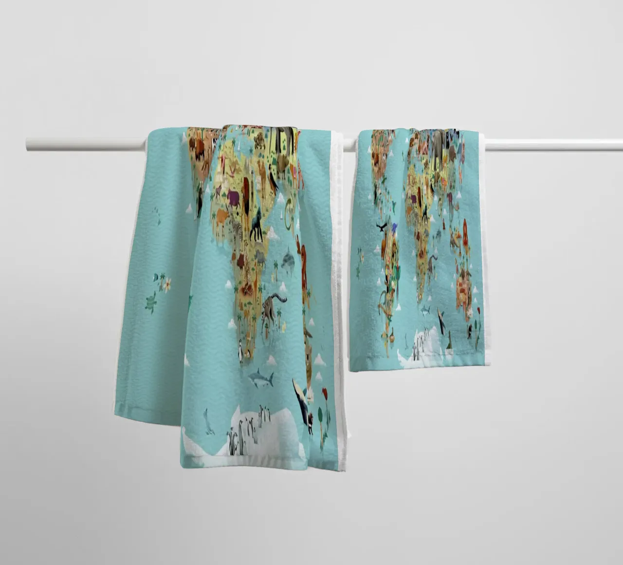 Worldmap Of Animals asciugamano da bagno da Dieter Braun