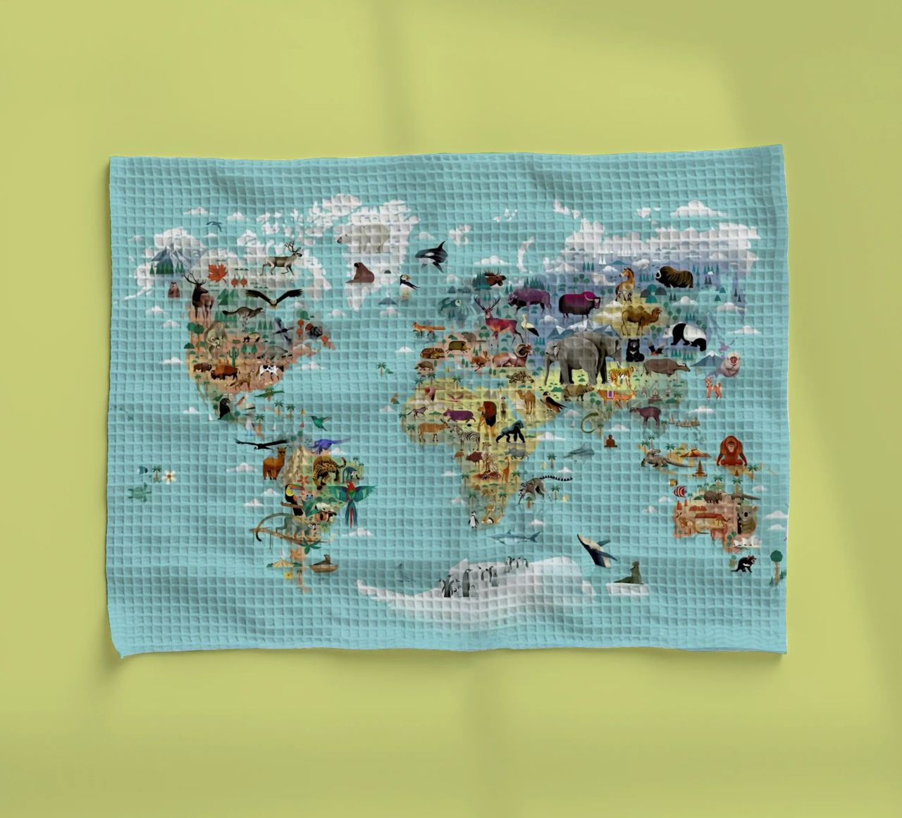 Worldmap Of Animals torchon de Dieter Braun
