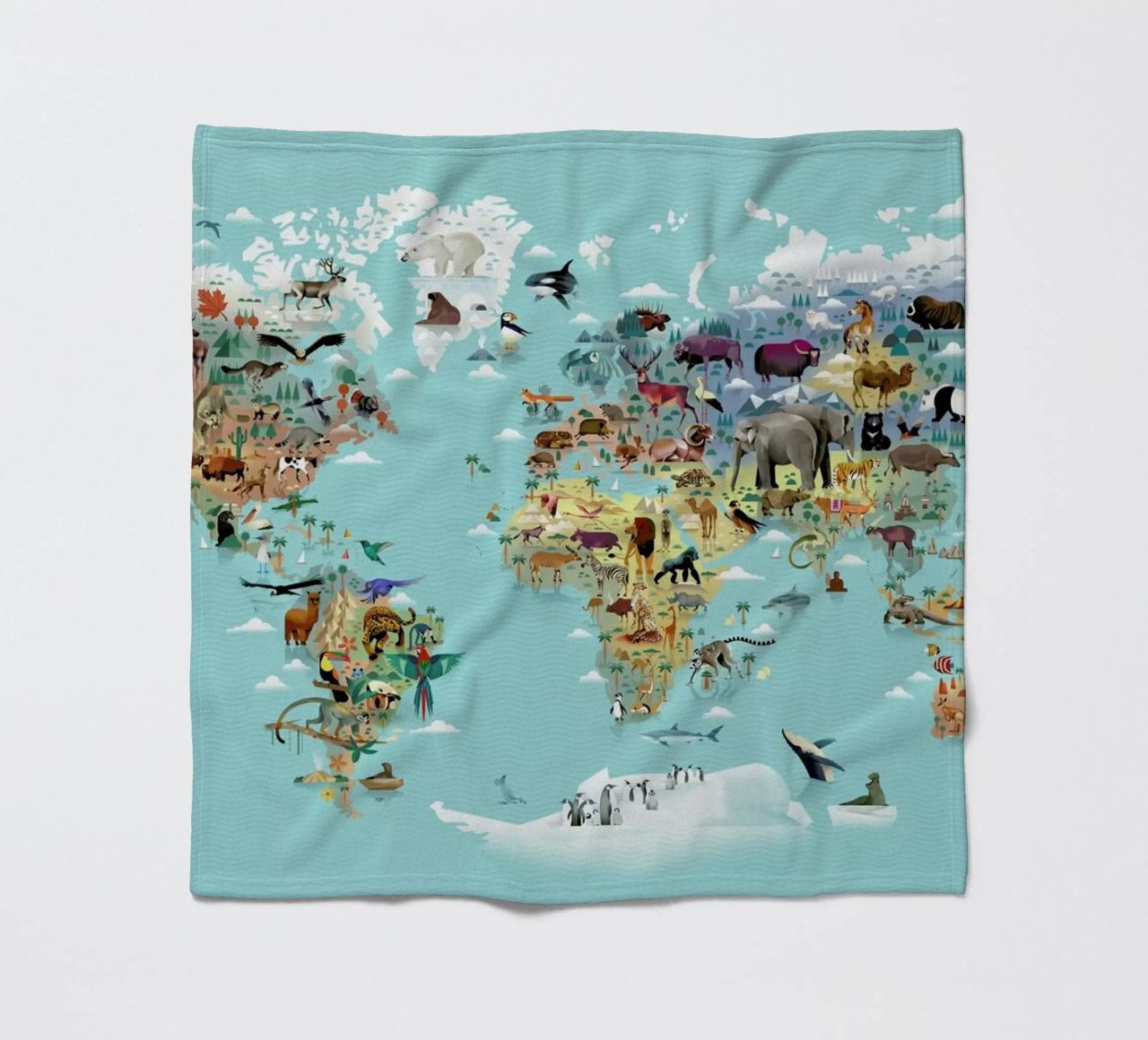 Worldmap Of Animals coperta in pile da Dieter Braun