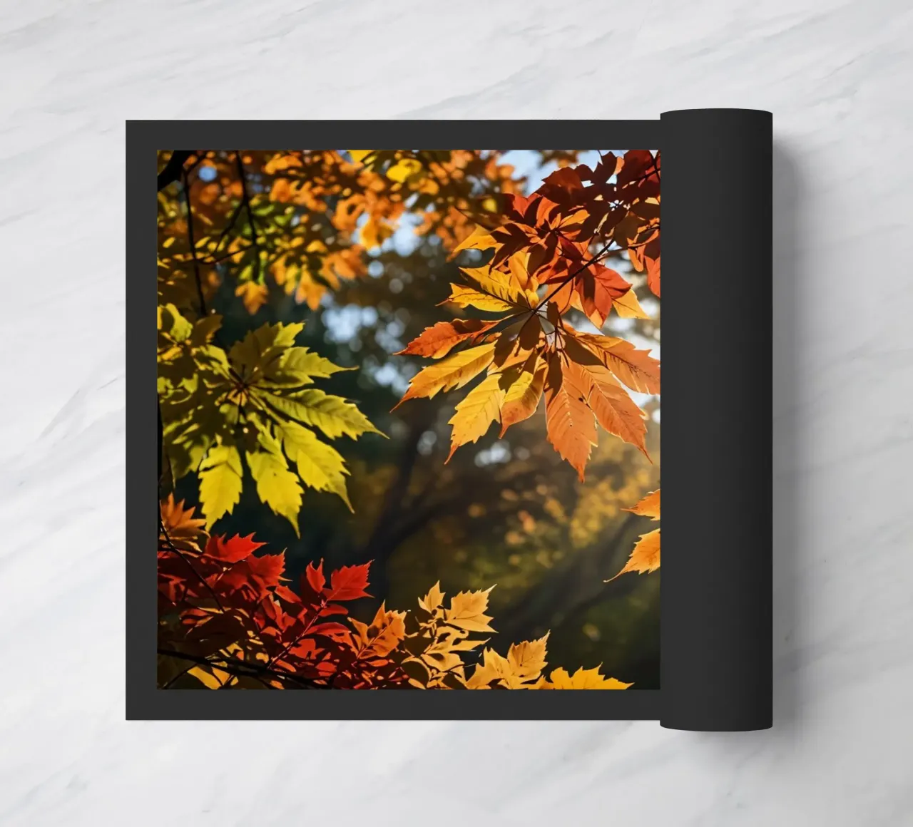 Foglie d'autunno dai colori vivaci illuminate dalla luce del sole zerbino da DesignDoodle
