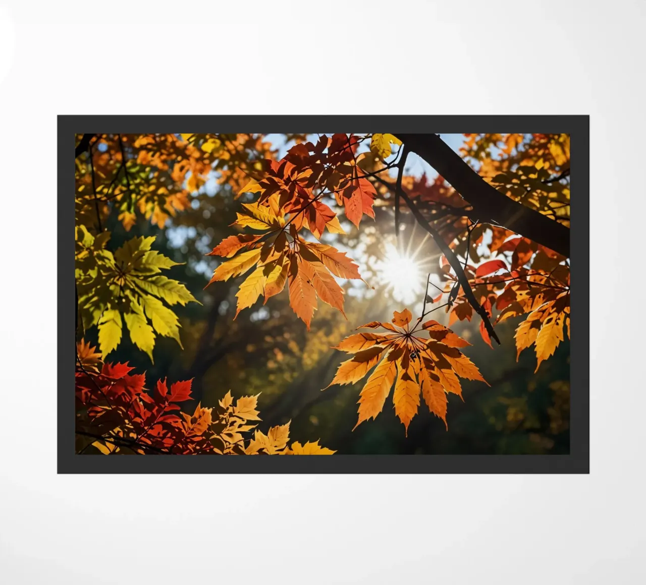 Foglie d'autunno dai colori vivaci illuminate dalla luce del sole zerbino da DesignDoodle