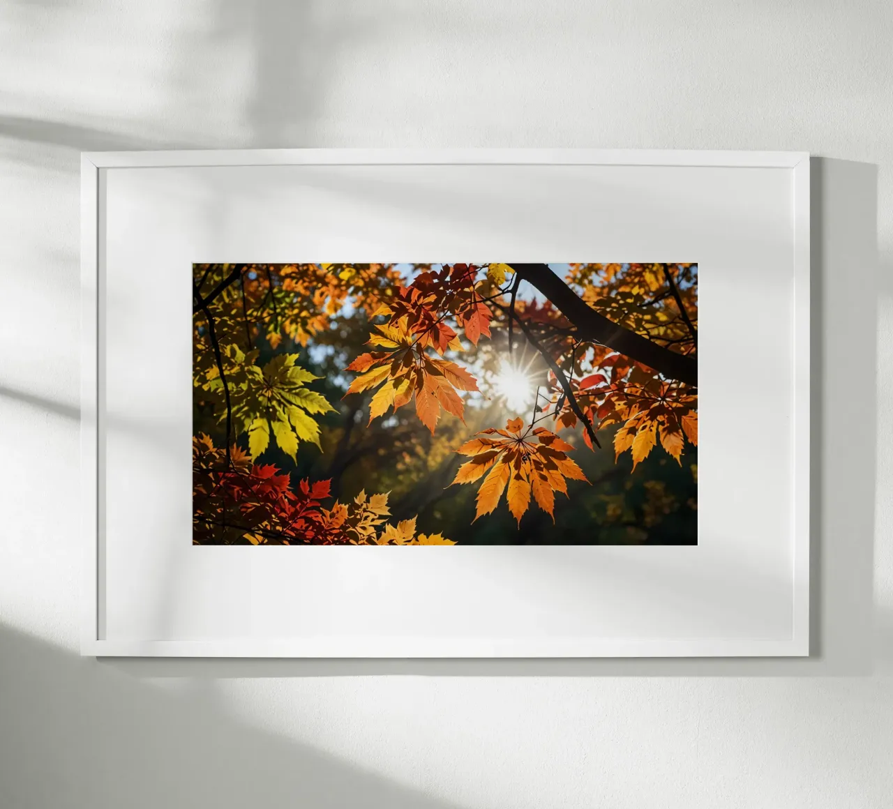 Foglie d'autunno dai colori vivaci illuminate dalla luce del sole poster da DesignDoodle