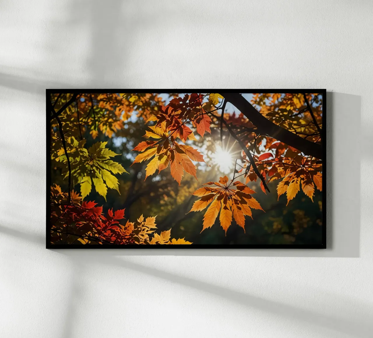 Foglie d'autunno dai colori vivaci illuminate dalla luce del sole poster da DesignDoodle