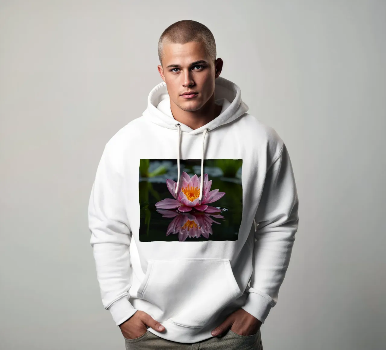 Una colorata ninfea rosa fiorisce con grazia felpa con cappuccio da DesignDoodle
