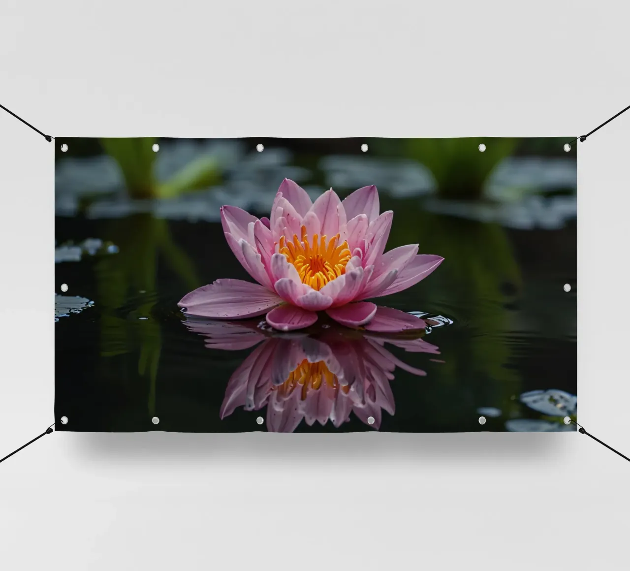 Una colorata ninfea rosa fiorisce con grazia telo in pvc da DesignDoodle