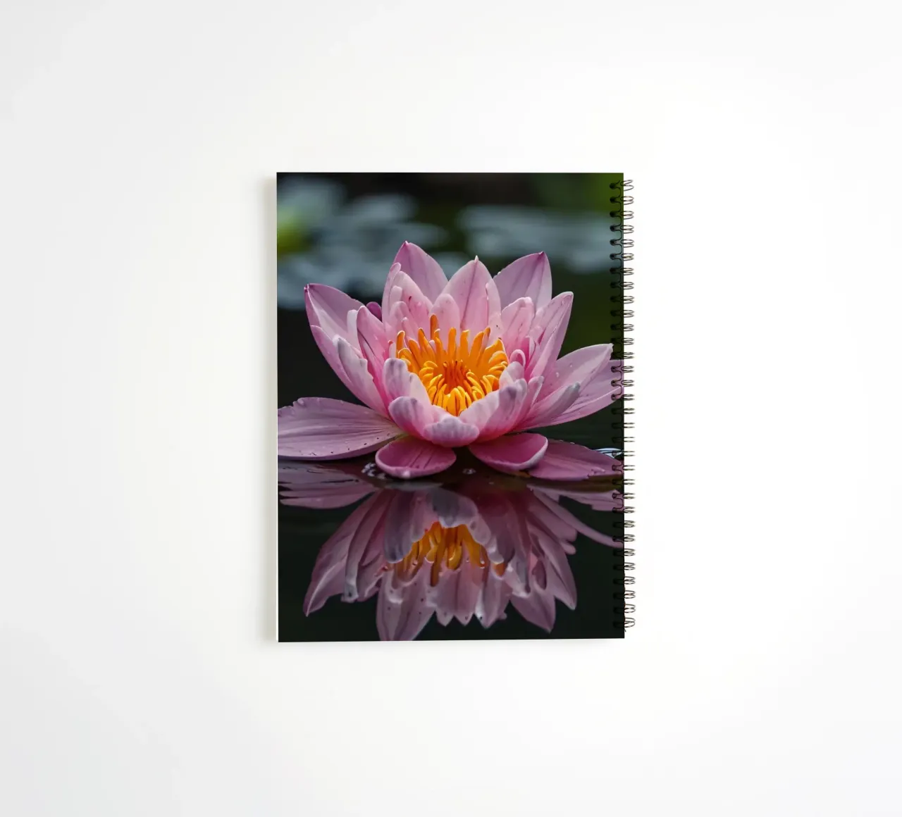A colorful pink water lily blooms gracefully spiral notebook by DesignDoodle