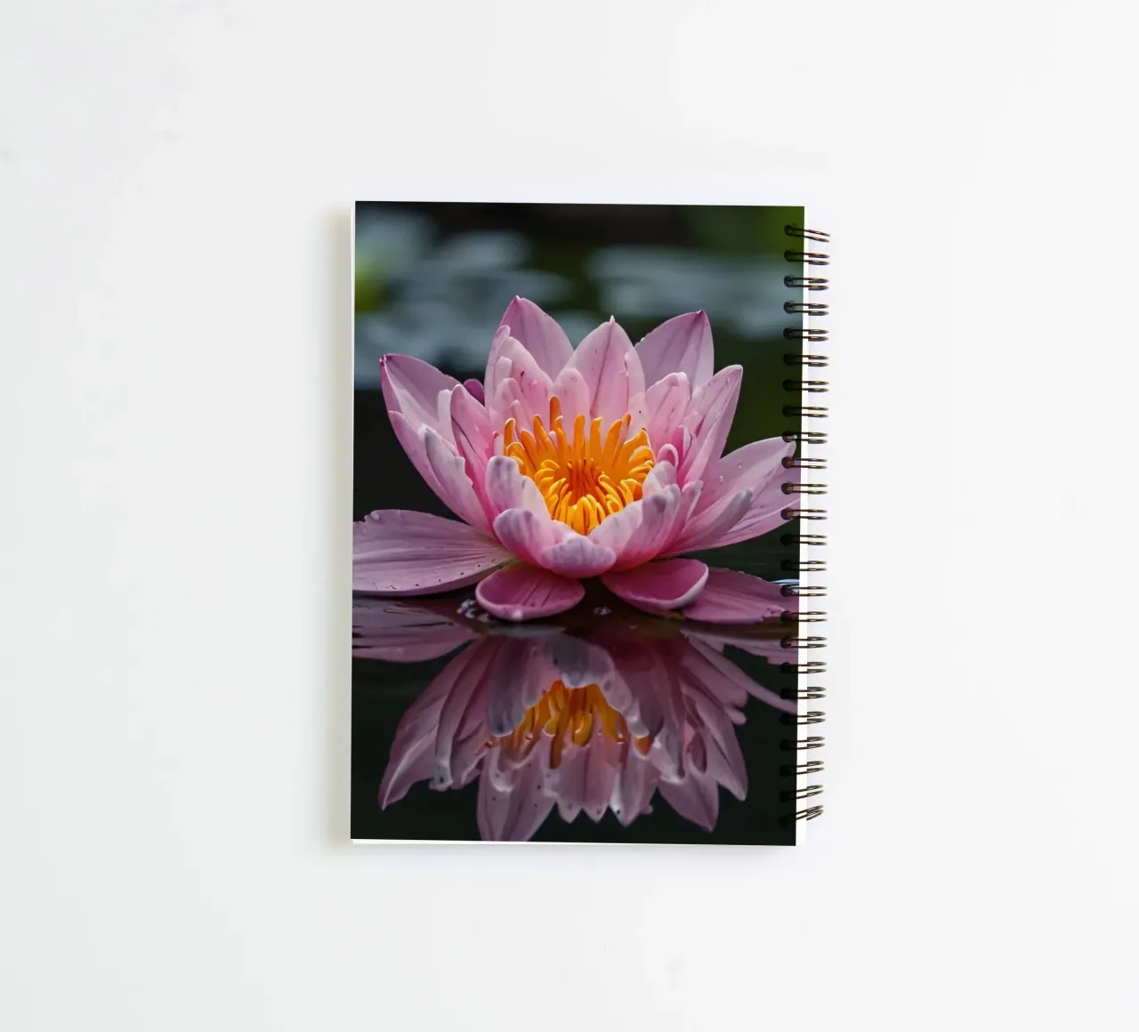 A colorful pink water lily blooms gracefully spiral notebook by DesignDoodle