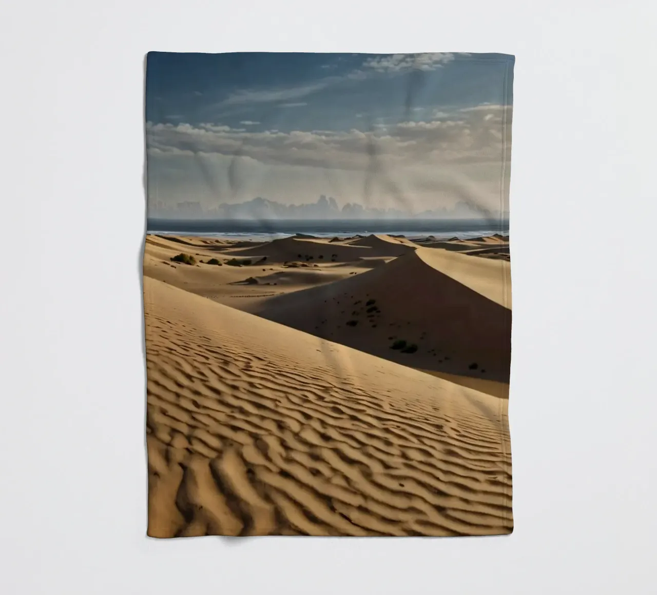 Morning light illuminates the vast sand dunes fleece blanket by DesignDoodle