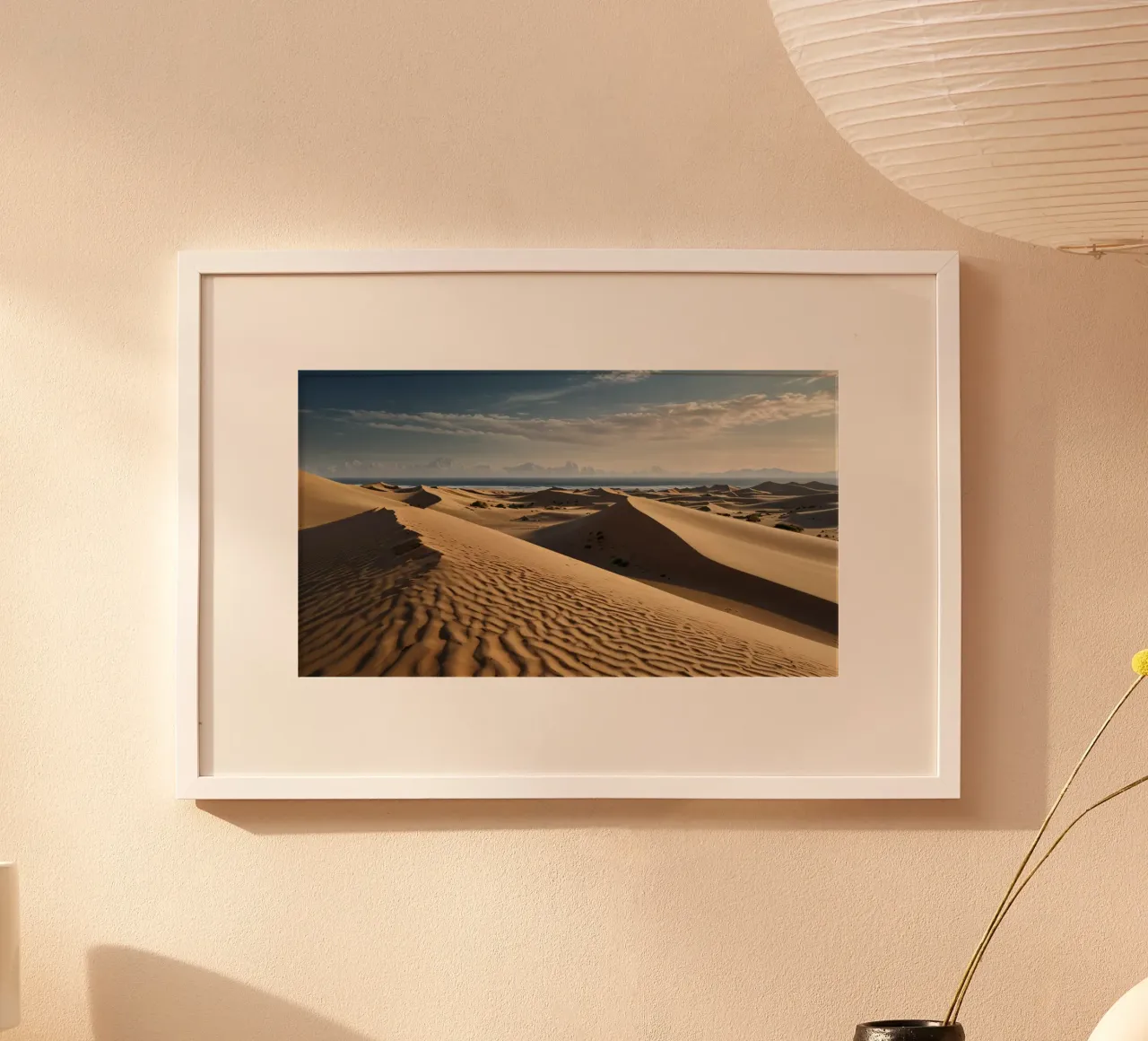 Das Morgenlicht beleuchtet die weiten Sanddünen Hahnemühle von DesignDoodle