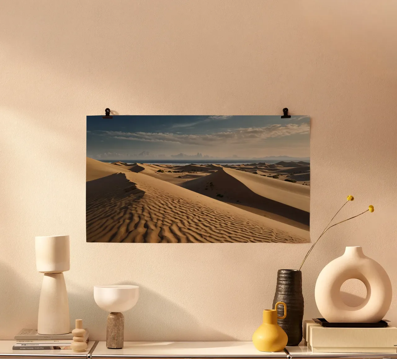 Das Morgenlicht beleuchtet die weiten Sanddünen Hahnemühle von DesignDoodle
