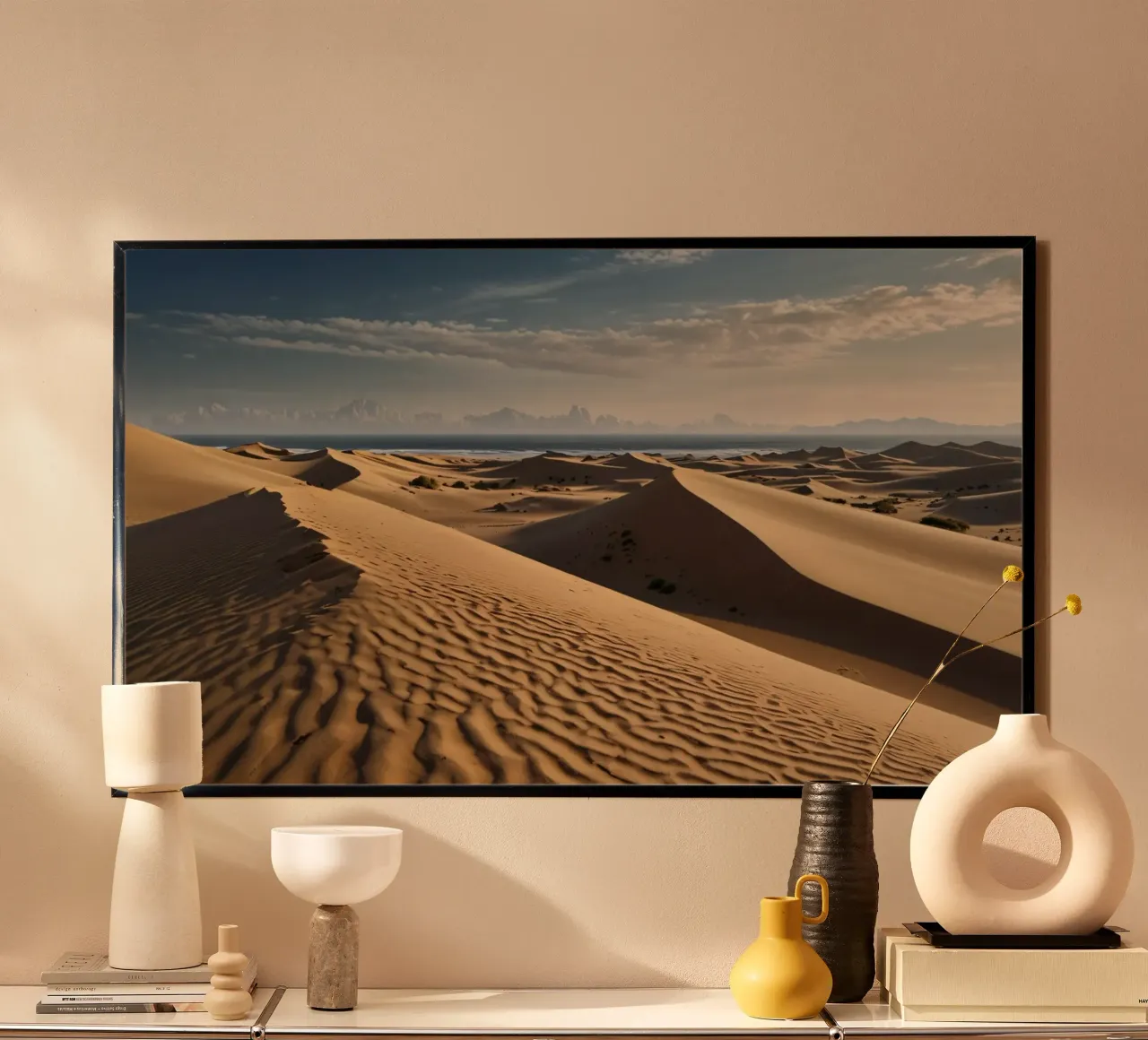 Das Morgenlicht beleuchtet die weiten Sanddünen Hahnemühle von DesignDoodle