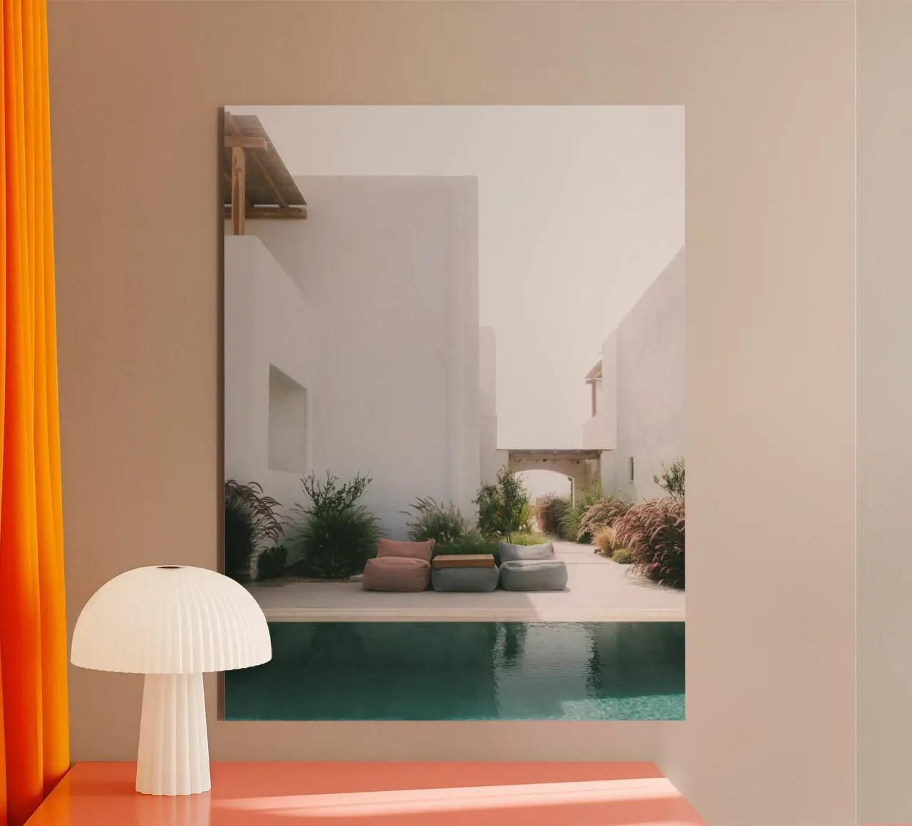 Summer beanbags along a pool side alu-dibond by Kimberley Jekel Photography