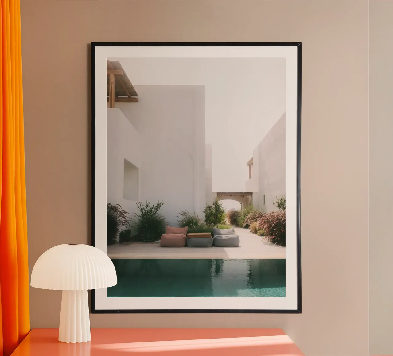 Zomer zitzakken langs een zwembad poster van Kimberley Jekel Photography