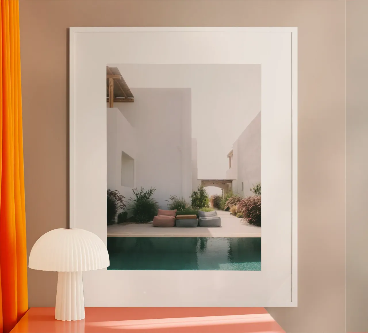 Zomer zitzakken langs een zwembad poster van Kimberley Jekel Photography