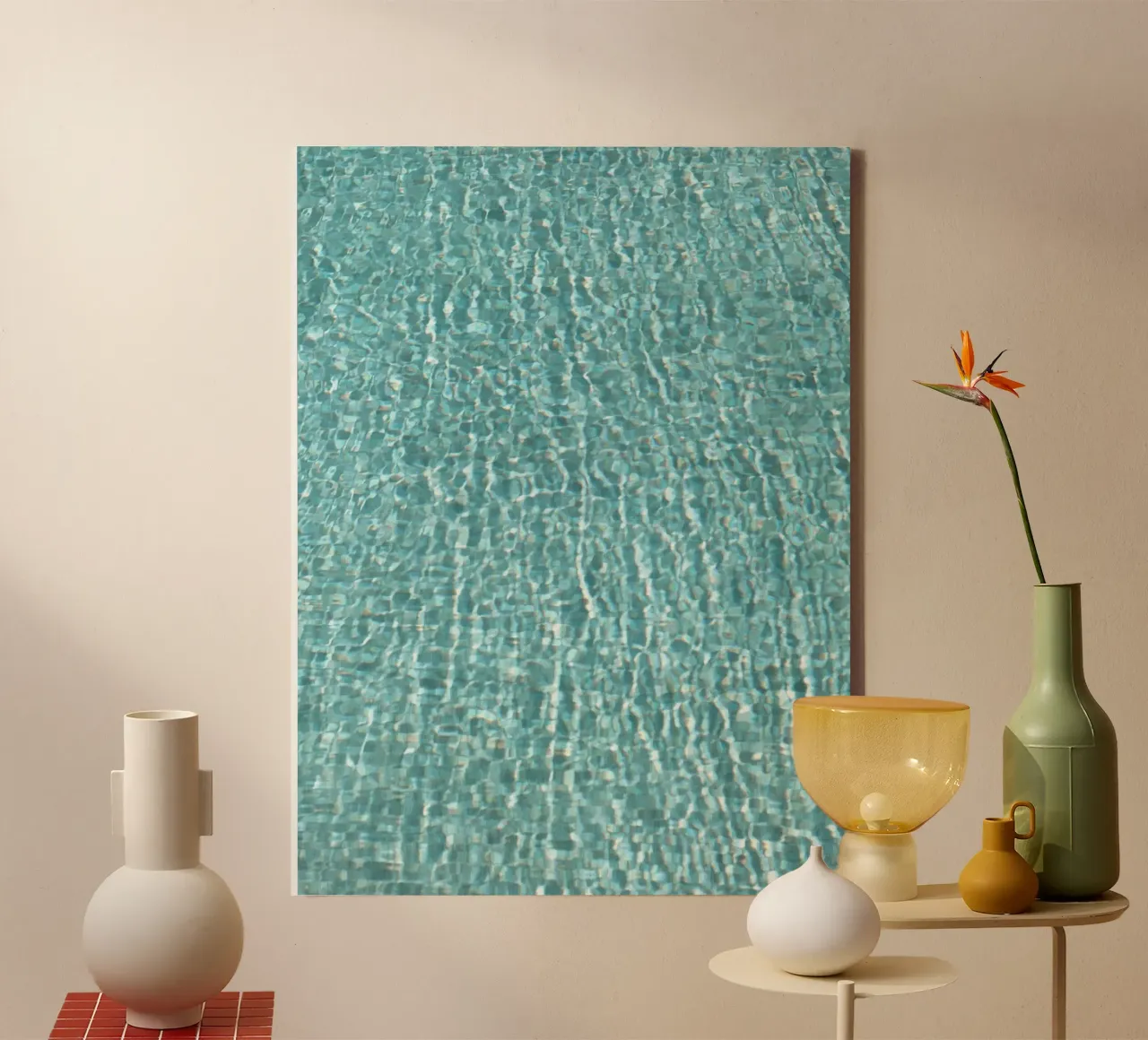 Blaues Schwimmbadwasser Leinwand mit Schattenfugenrahmen von Kimberley Jekel Photography