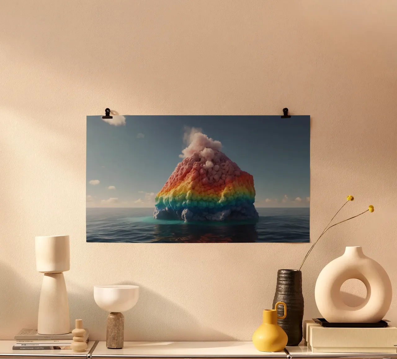 Colorful volcanic eruption in the ocean hahnemühle by DesignDoodle