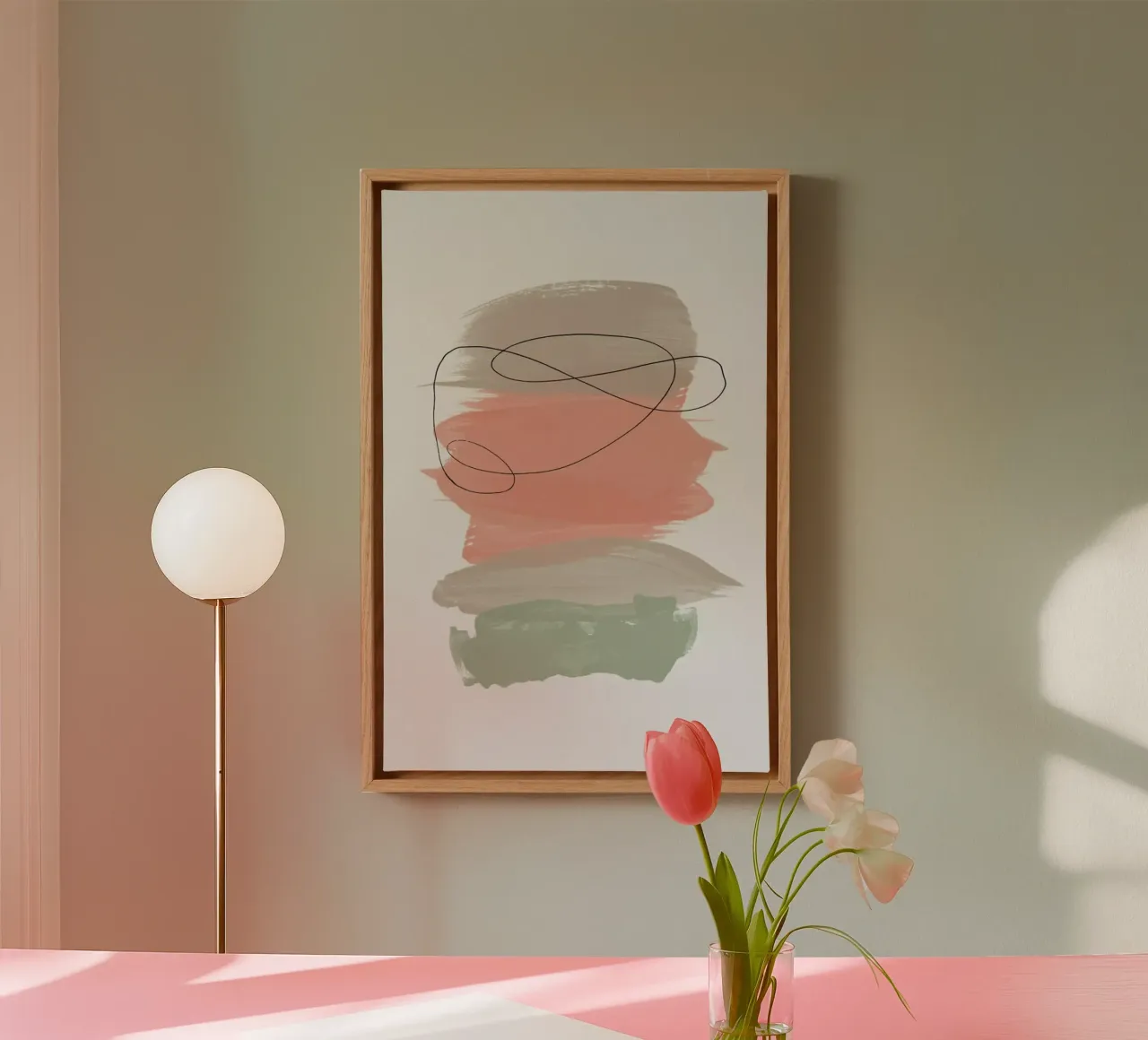 Sand Meets Peach And Sage tela con Cornice a cassetta da Studio One