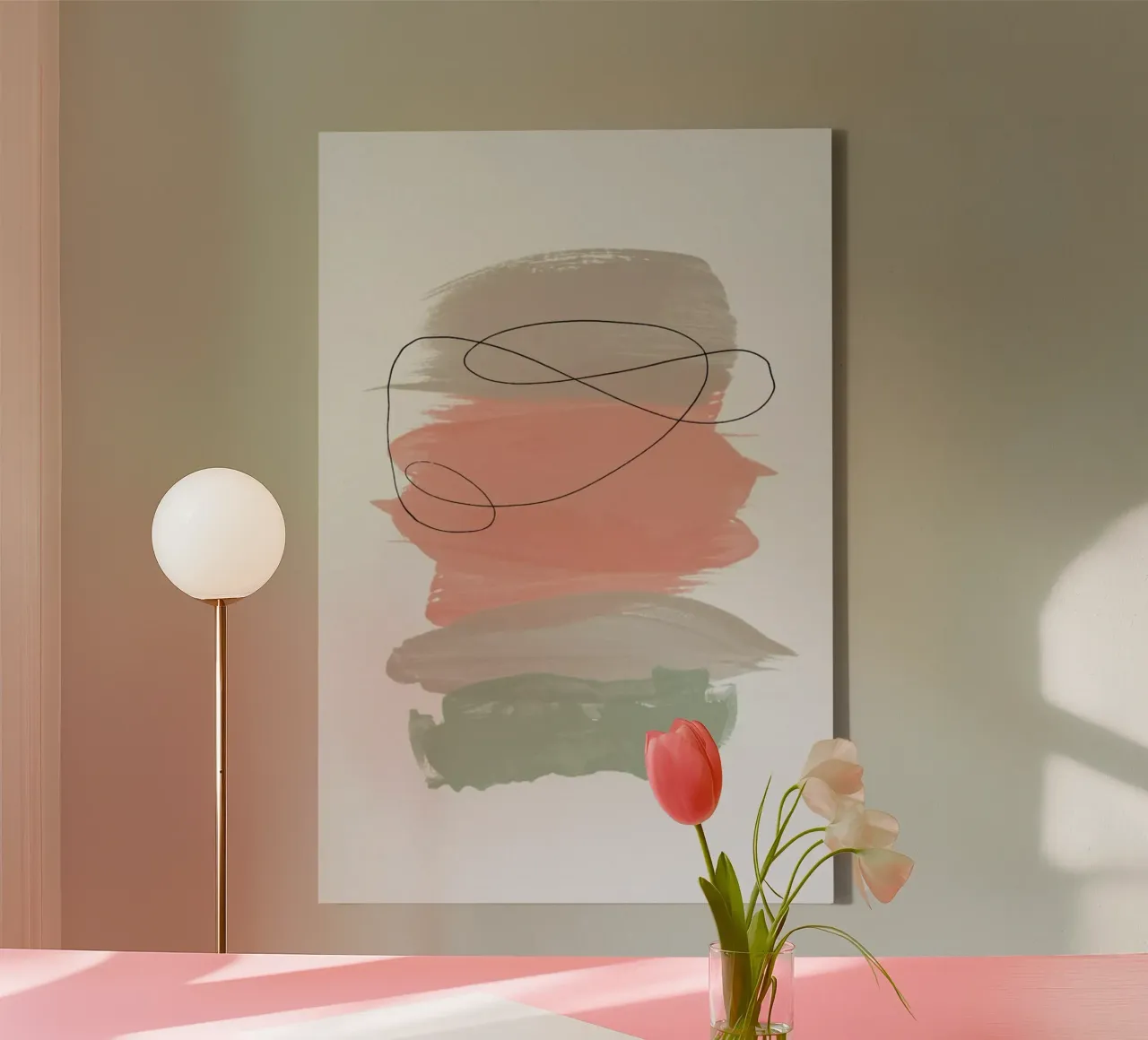 Sand Meets Peach And Sage tela con Cornice a cassetta da Studio One