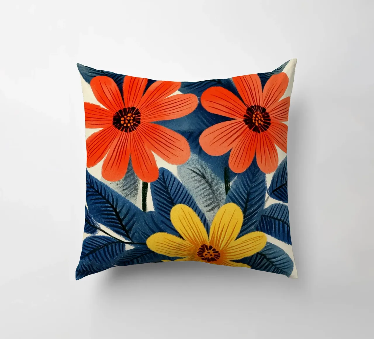 Fiori e foglie cuscino da Curious Canvas