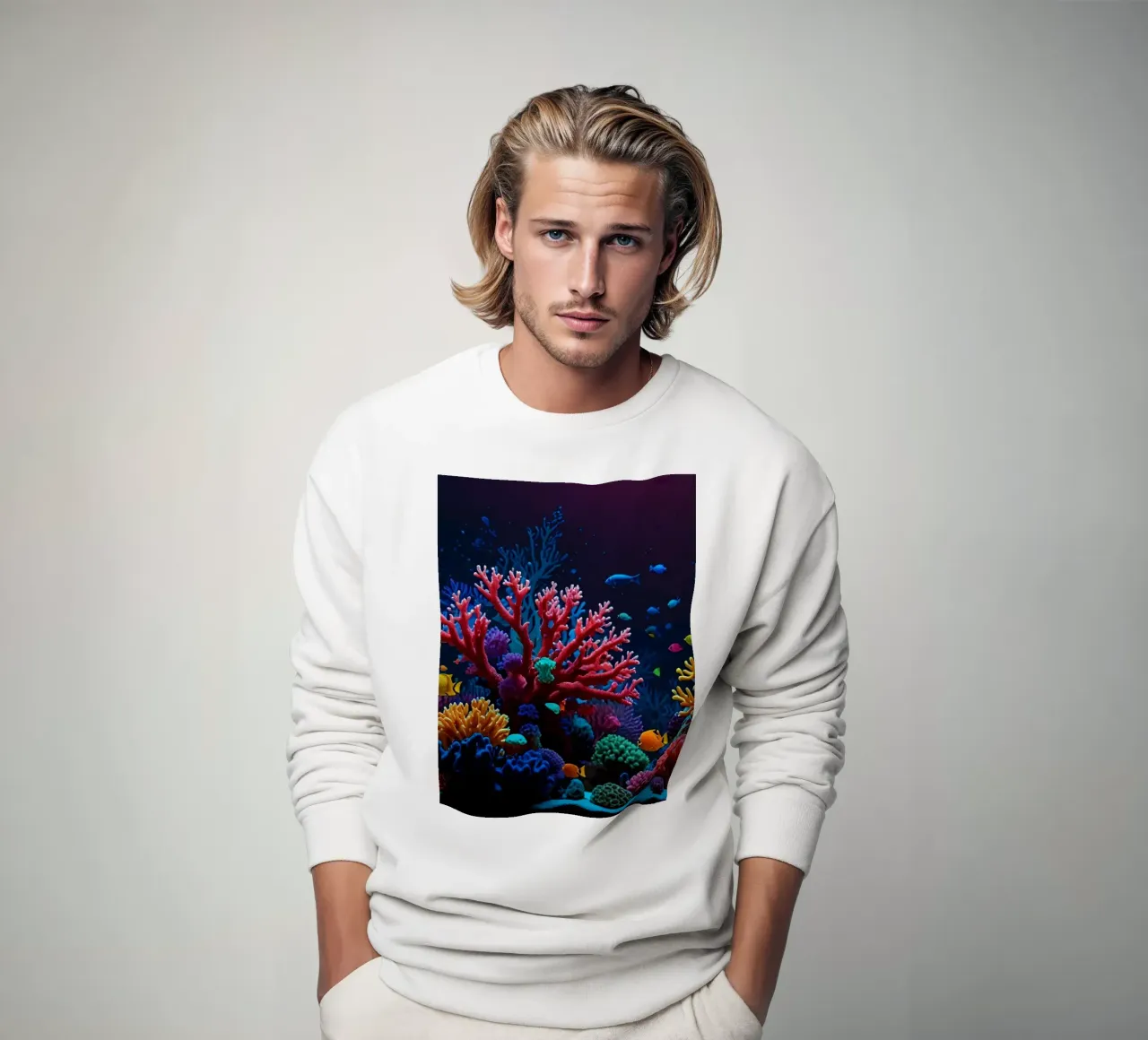 barriera corallina piena di pesci colorati in una calma atmosfera subacquea. felpa da DesignDoodle