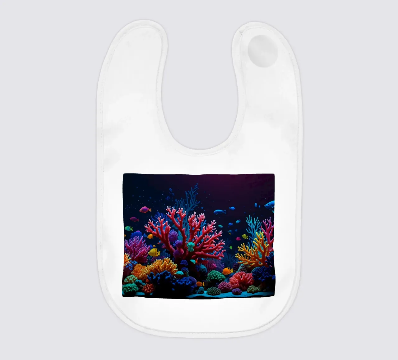 barriera corallina piena di pesci colorati in una calma atmosfera subacquea. bavaglino da DesignDoodle
