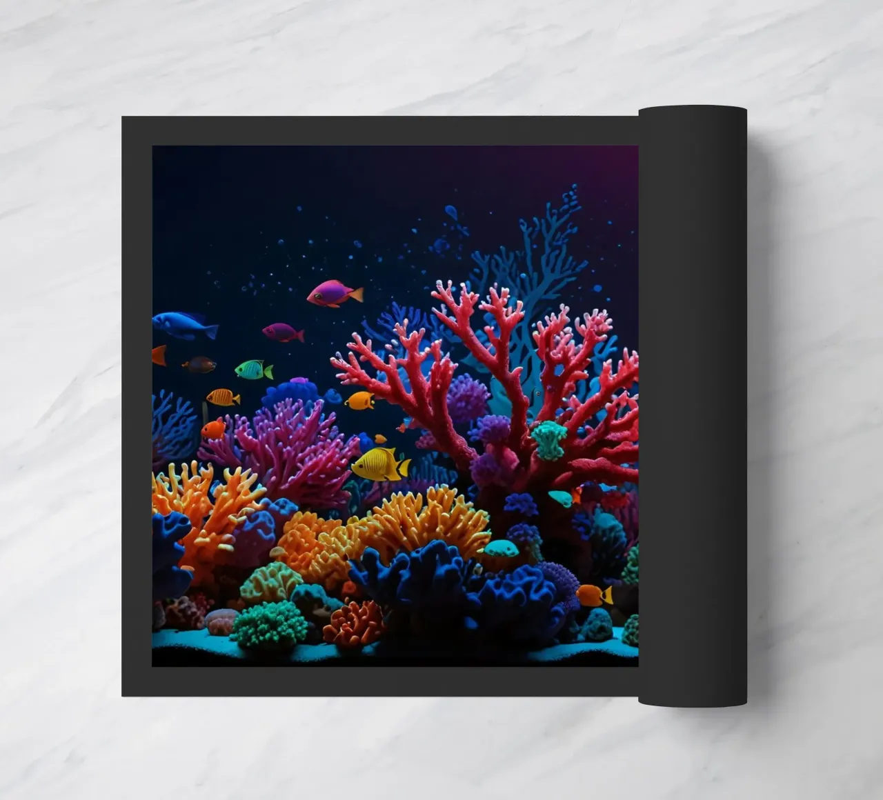 barriera corallina piena di pesci colorati in una calma atmosfera subacquea. zerbino da DesignDoodle