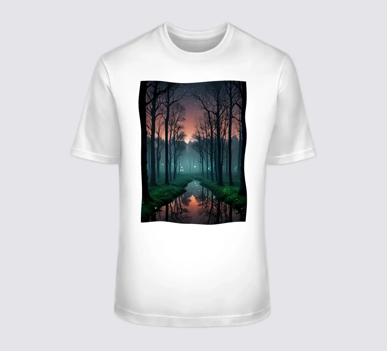 Foresta crepuscolare con corso d'acqua scintillante t-shirt da DesignDoodle