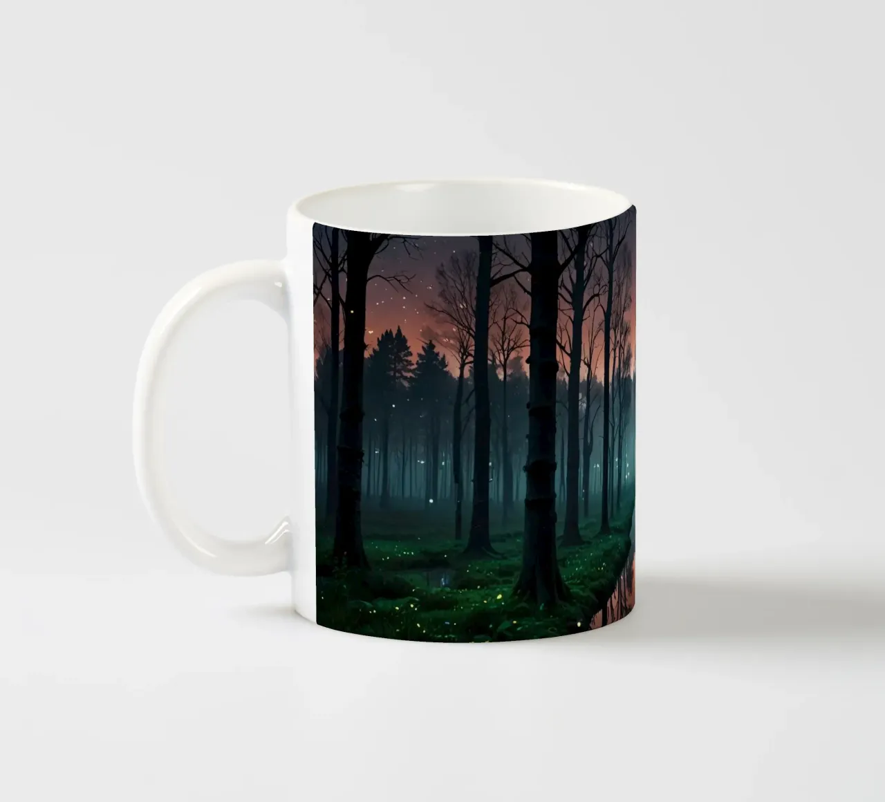 Foresta crepuscolare con corso d'acqua scintillante tazza in ceramica da DesignDoodle