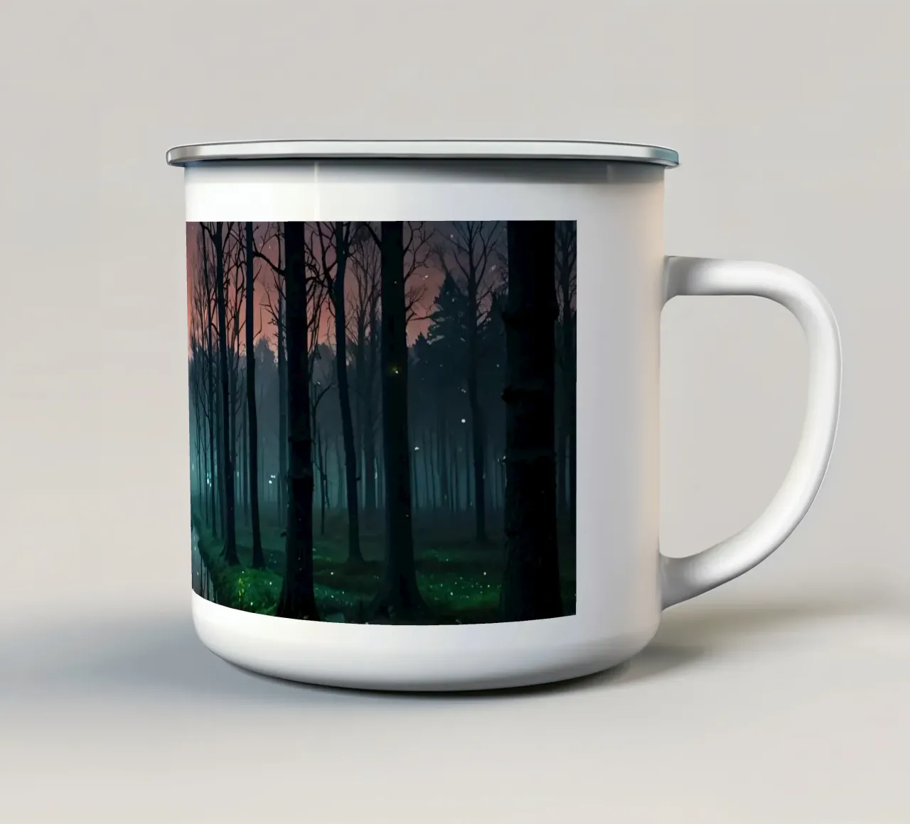 Foresta crepuscolare con corso d'acqua scintillante tazza in smalto da DesignDoodle