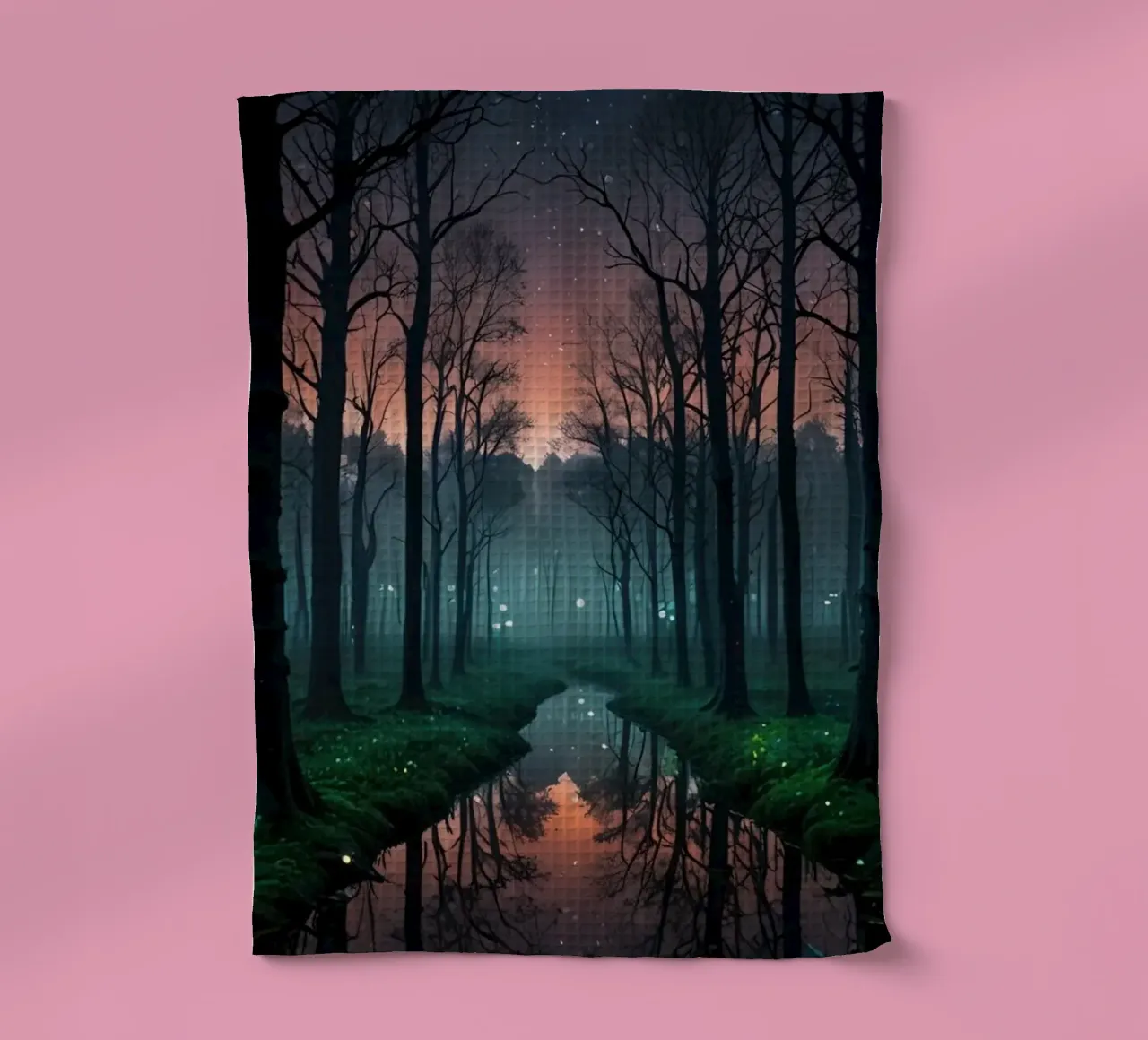 Foresta crepuscolare con corso d'acqua scintillante canovaccio da cucina da DesignDoodle
