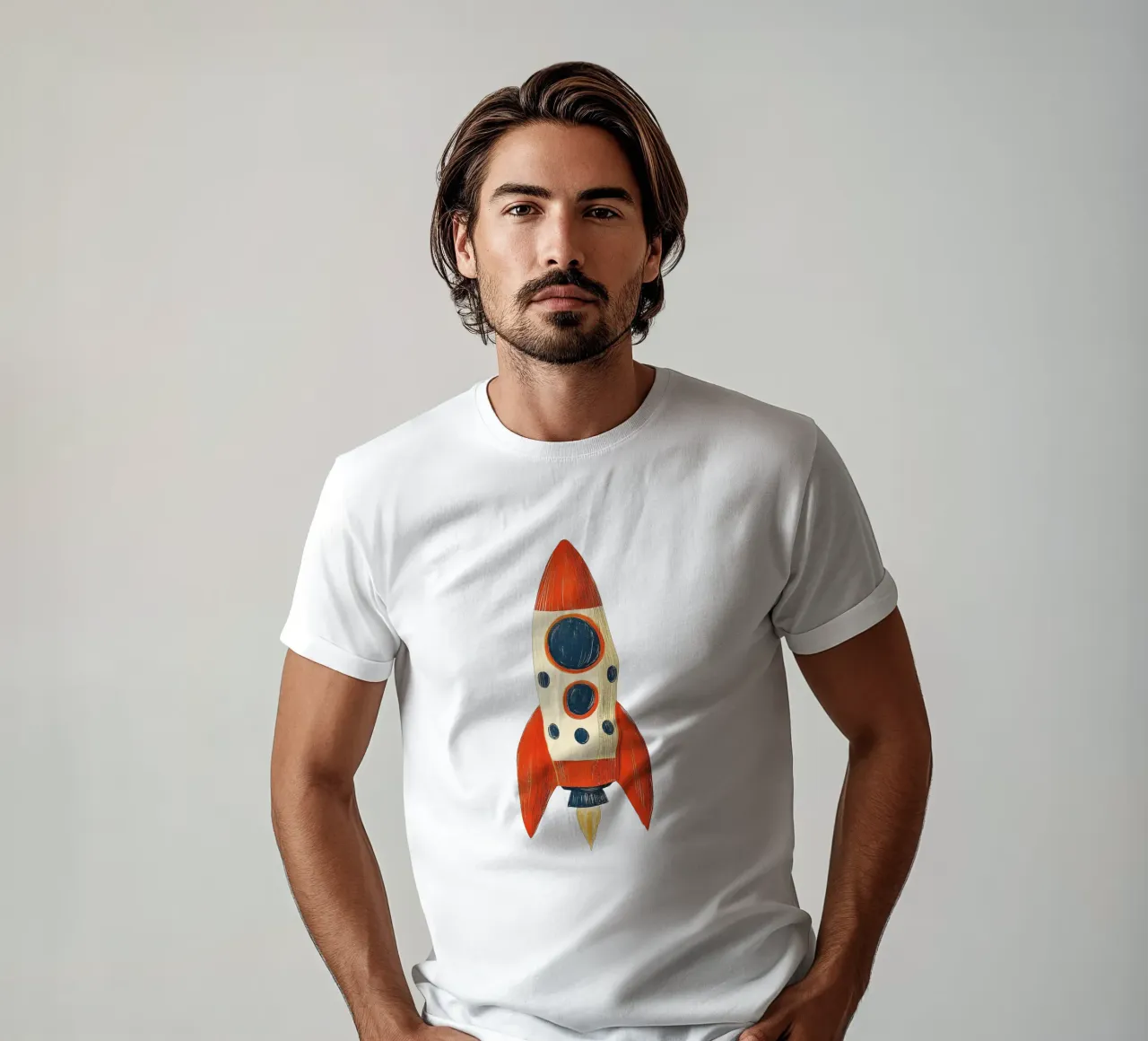 Razzo con fiamma t-shirt da Curious Canvas