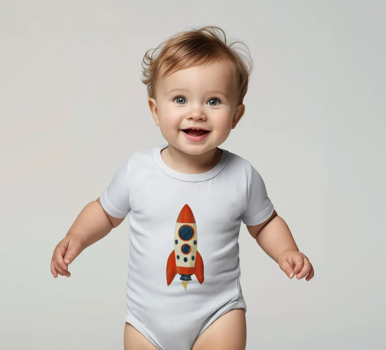 Razzo con fiamma body neonato maniche corte da Curious Canvas