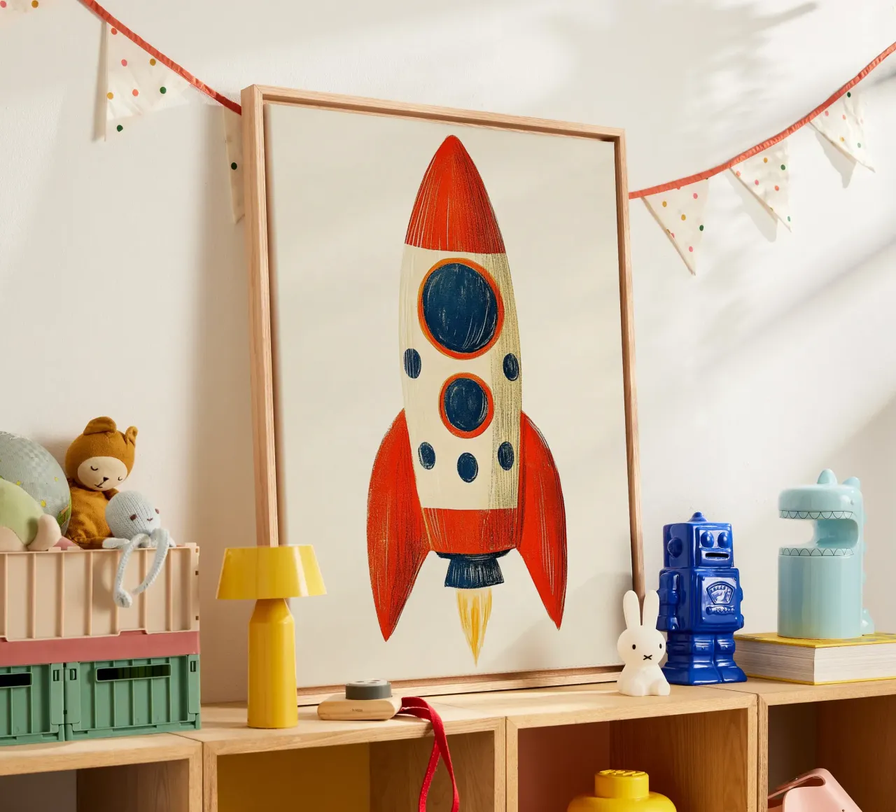 Rocket with flame canvas by Curious Canvas