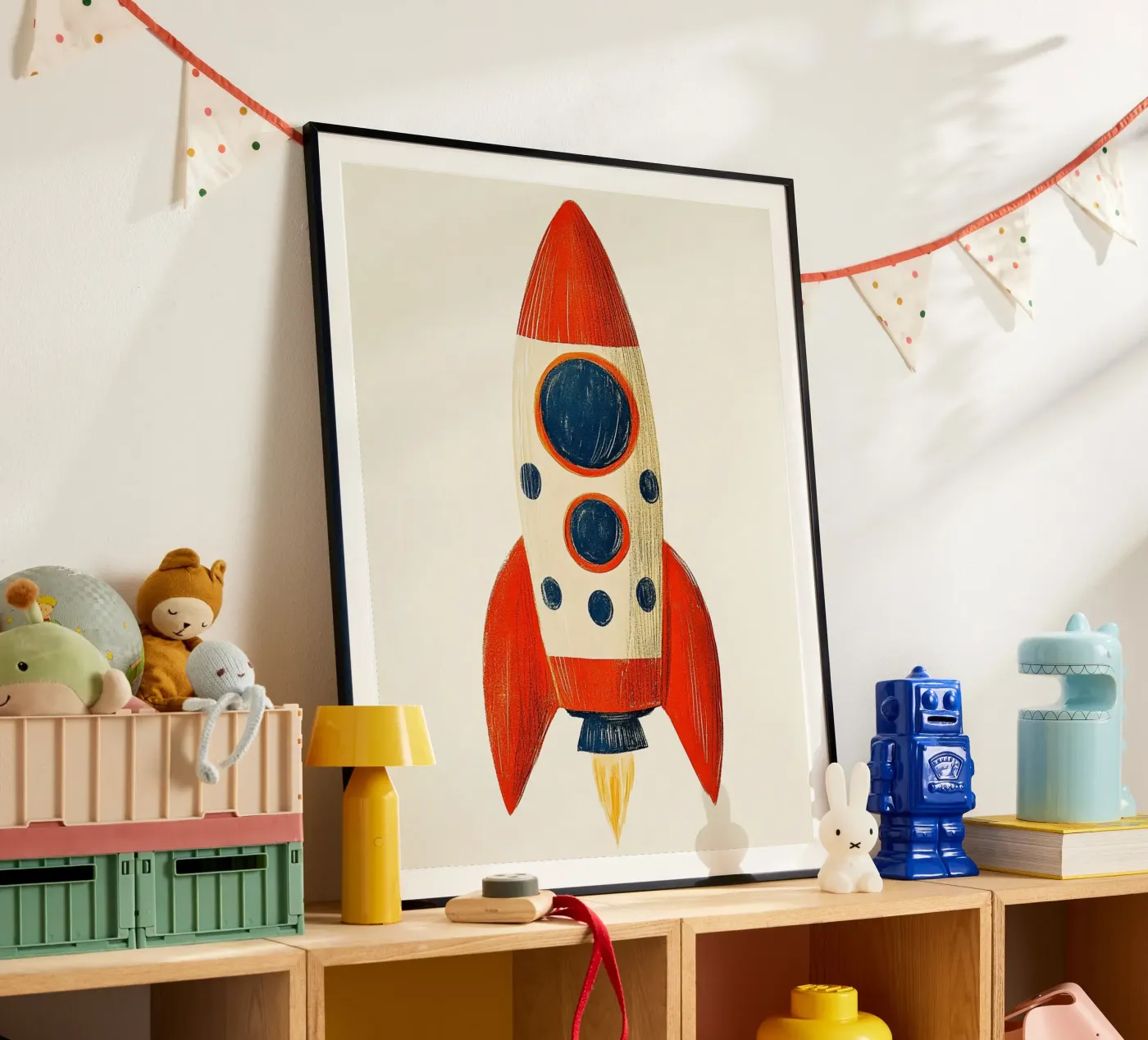 Rocket with flame poster by Curious Canvas