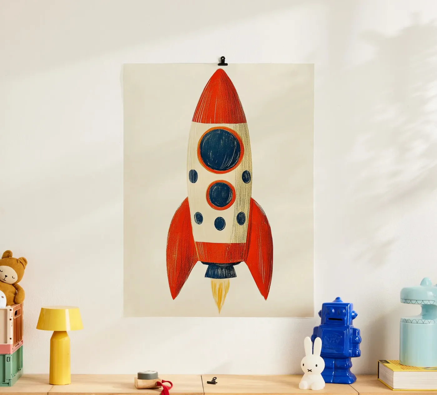 Rocket with flame poster by Curious Canvas