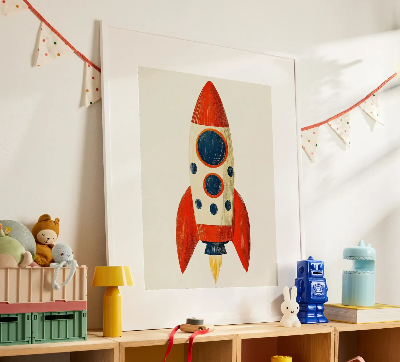 Rocket with flame poster by Curious Canvas