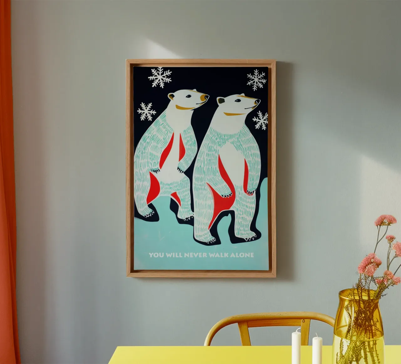 Arctic couple relationship | You will never walk alone canvas with Floater frame by Autofocus