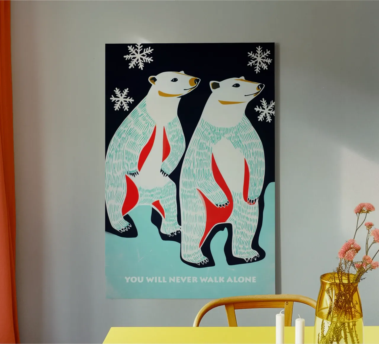 Arctic couple relationship | You will never walk alone canvas with Floater frame by Autofocus