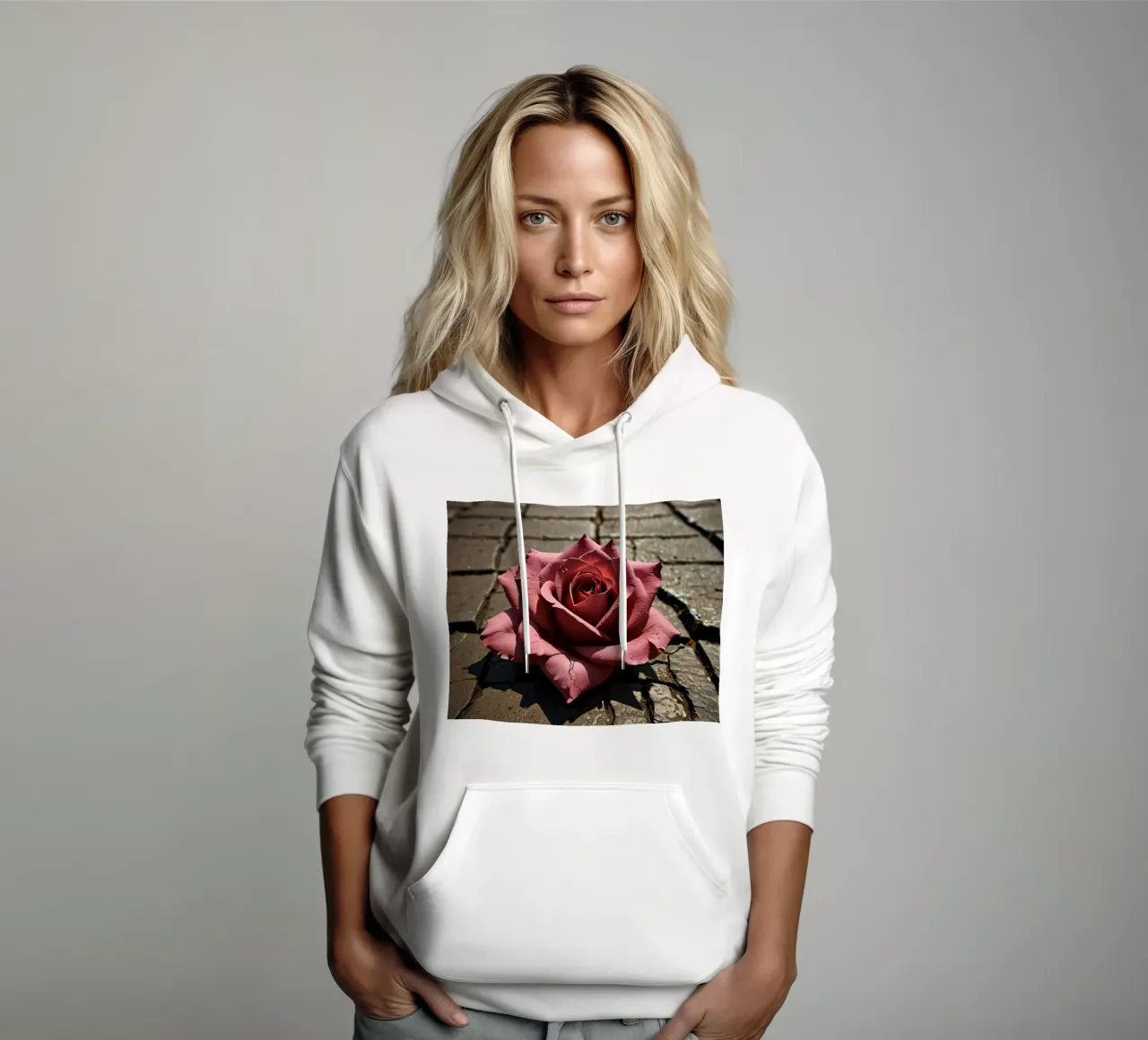 la rosa poggia sul marciapiede screpolato felpa con cappuccio da DesignDoodle